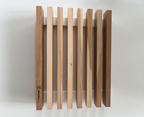 Panneau sur rive  Merisier naturel vernis  Lames de soutien - blanc  (12’’ x 15’’)  75$